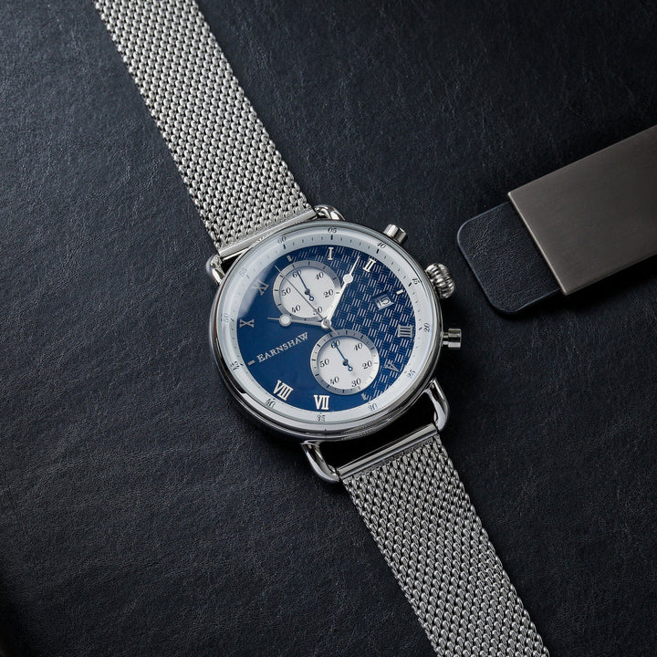 Earnshaw Investigator Dual Eye Chronograph Panda Black