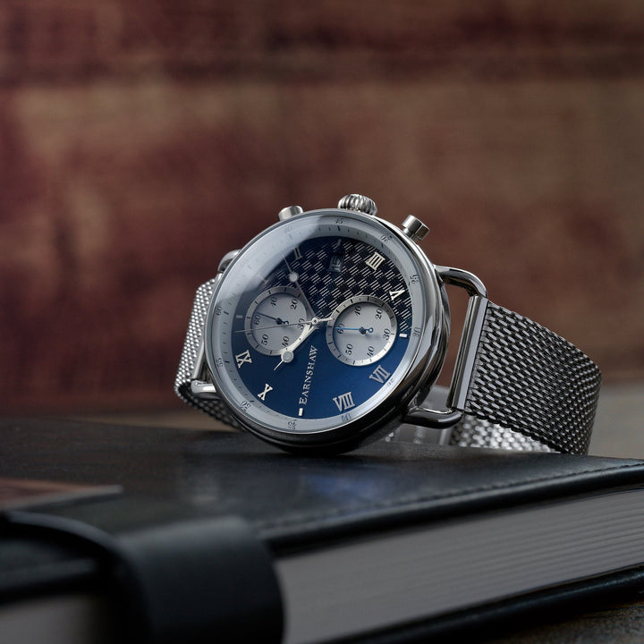 Earnshaw Investigator Dual Eye Chronograph Panda Black