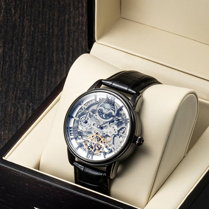 Earnshaw Longitude Skeleton Dual Time Automatic Machinery Black