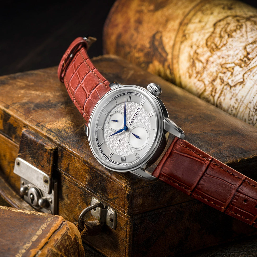 Earnshaw Longitude Dual Eye Multi-Function Pinstripe White