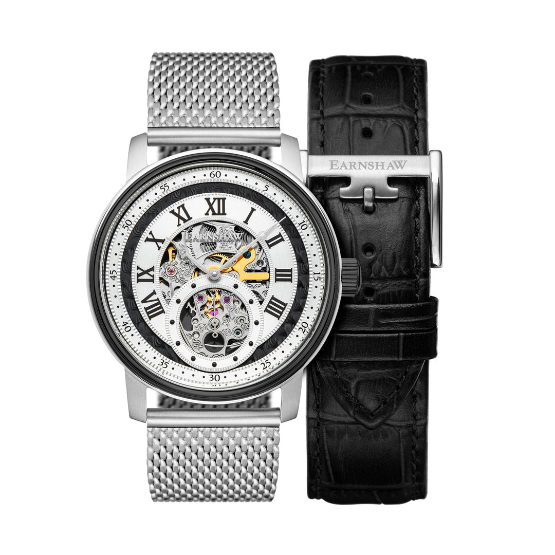 Earnshaw Downing Skeleton Subdial Second Gravel Silver