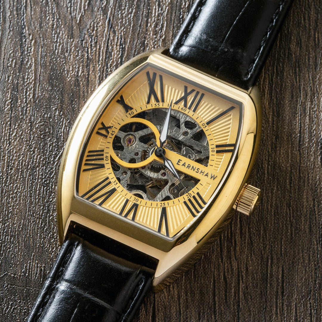 Earnshaw Beauchamp Skeleton Automatic Black Tie Gold