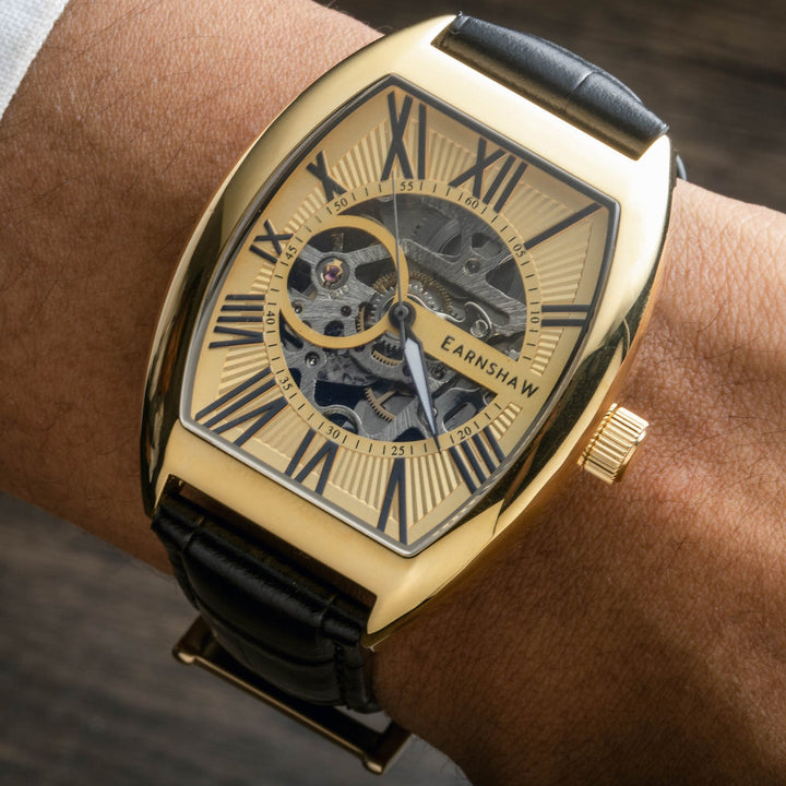 Earnshaw Beauchamp Skeleton Automatic Black Tie Gold