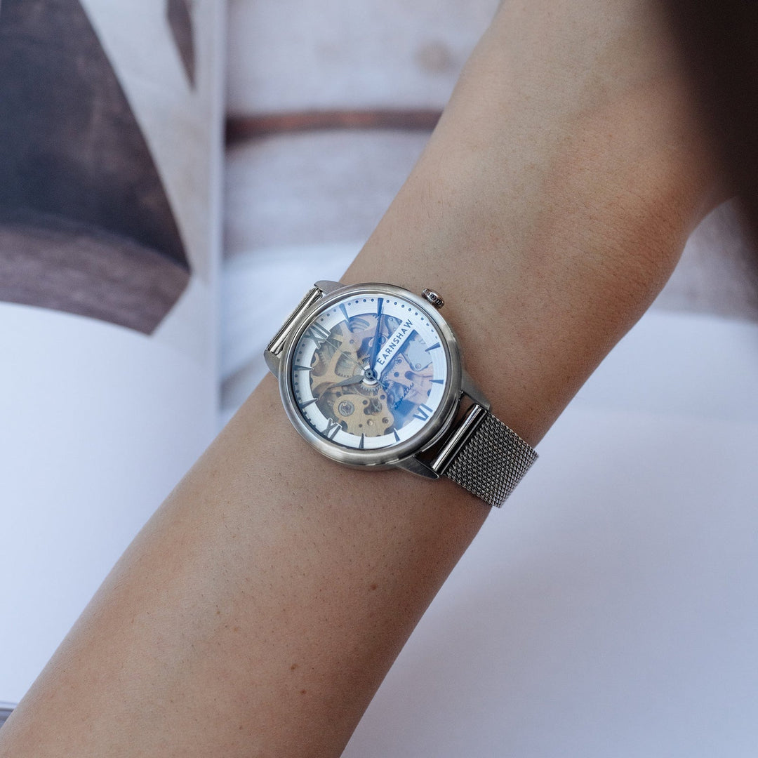 Earnshaw Anning Automatic Skeleton Warm Silver