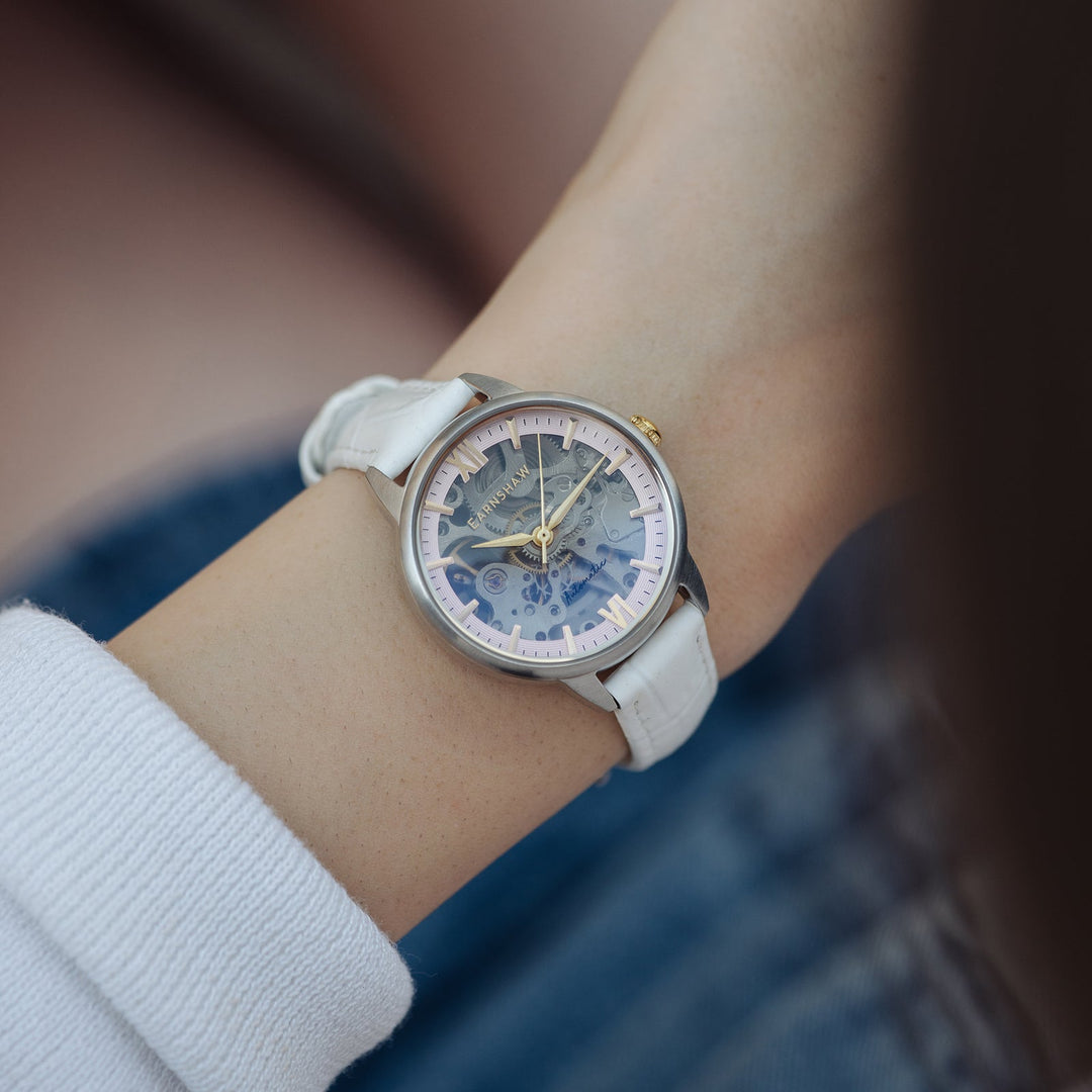 Earnshaw Anning Automatic Skeleton Dawn Pink