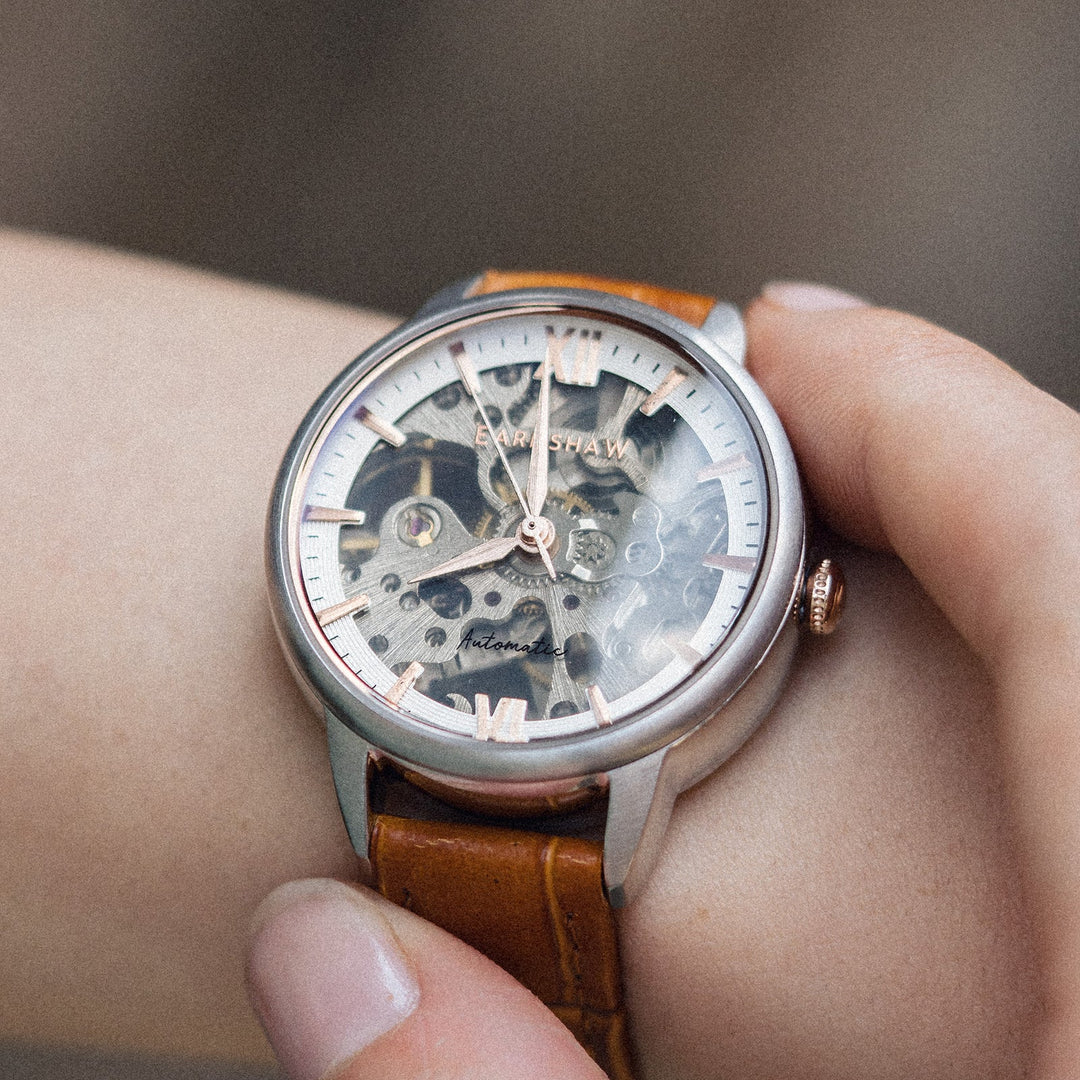 Earnshaw Anning Automatic Skeleton Silver Ash