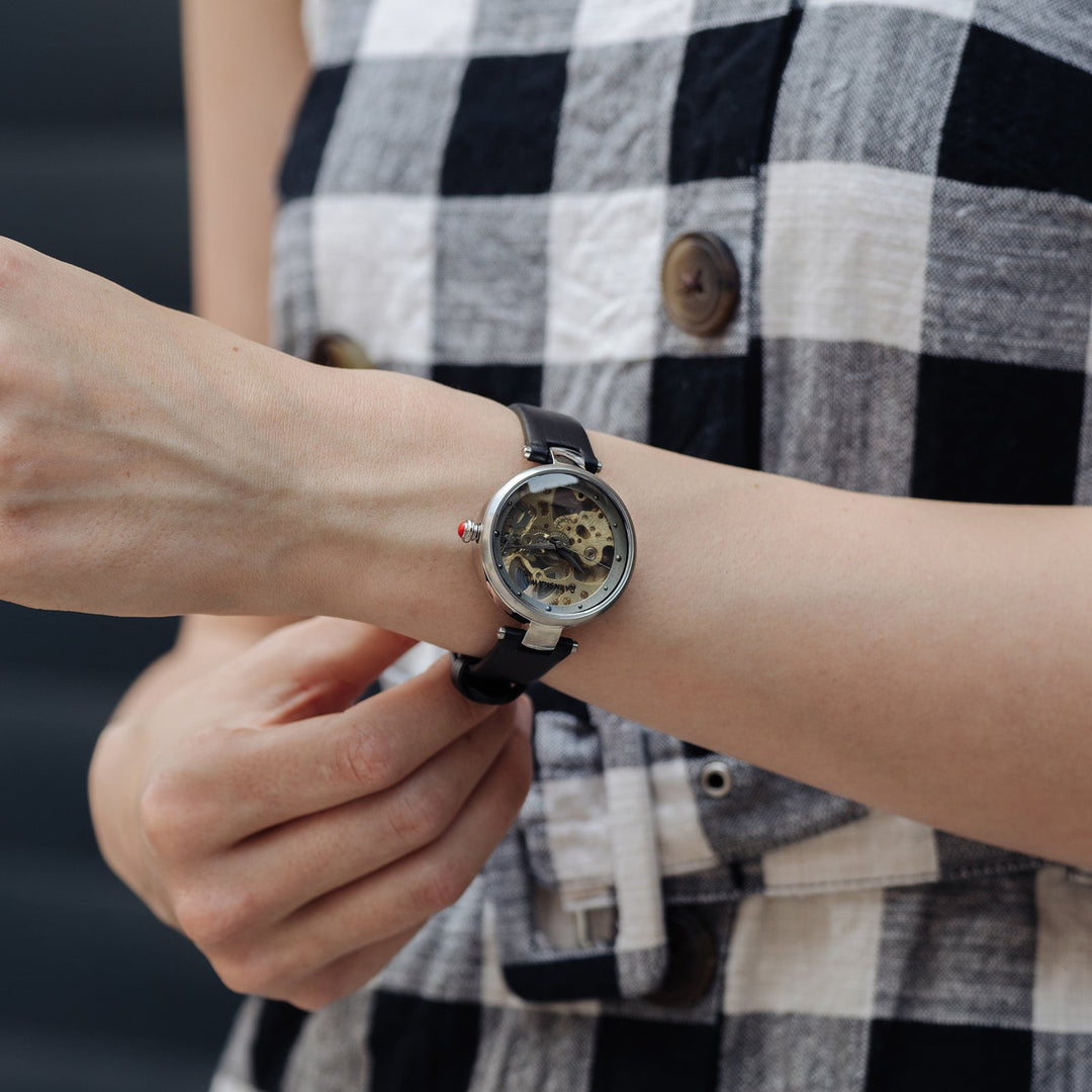 Earnshaw Charlotte Automatic Skeleton Gold Black