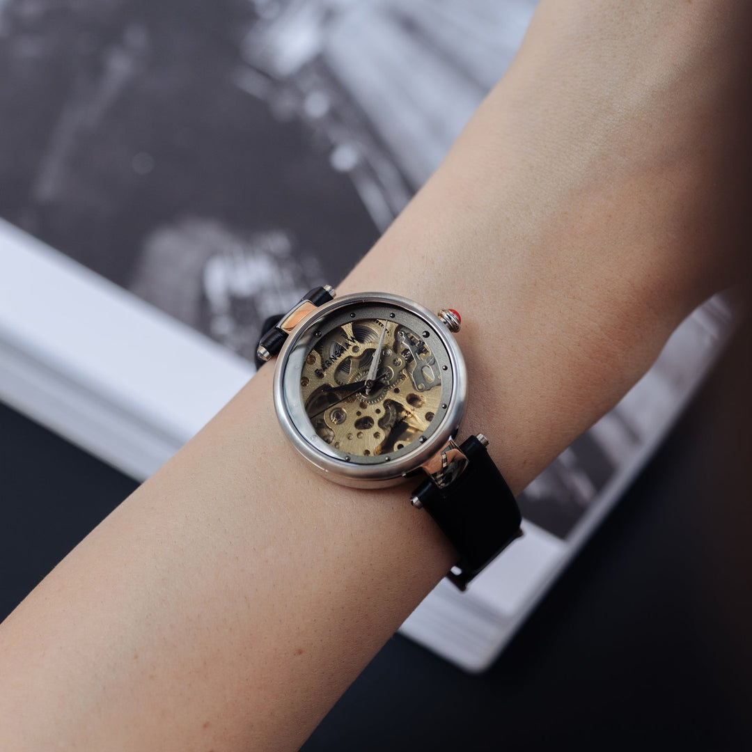 Earnshaw Charlotte Automatic Skeleton Gold Black
