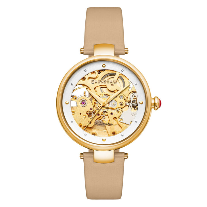 Earnshaw Charlotte Automatic Skeleton Satin Gold