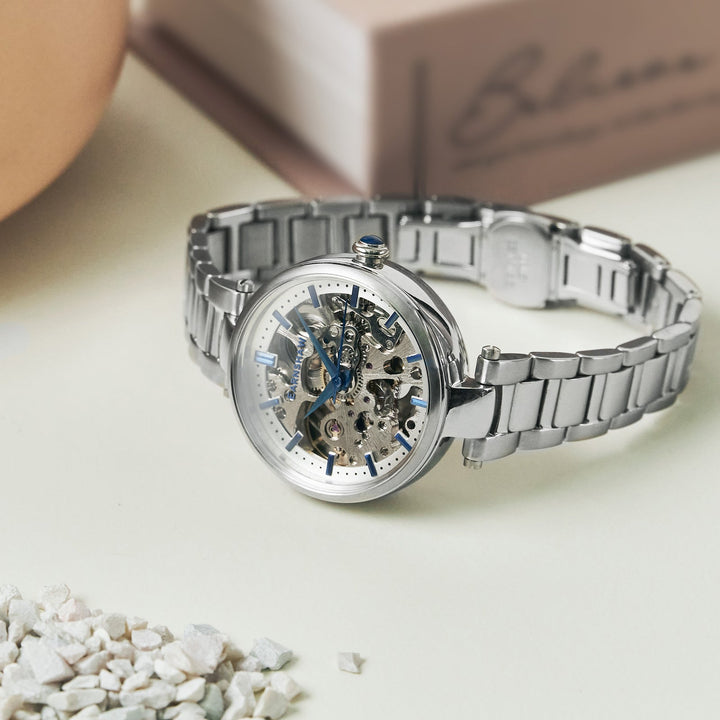 Earnshaw Charlotte Automatic Skeleton Silver