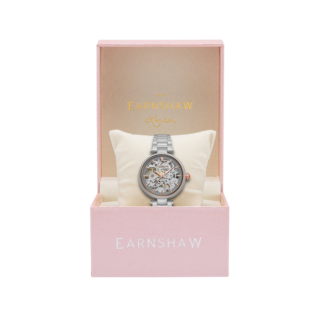 Earnshaw Charlotte Automatic Skeleton Rose Grey