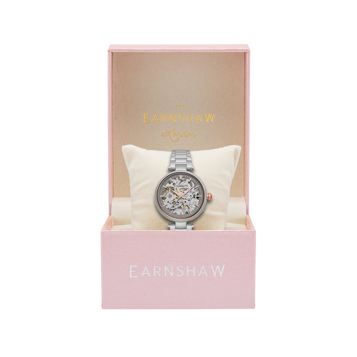 Earnshaw Charlotte Automatic Skeleton Rose Grey