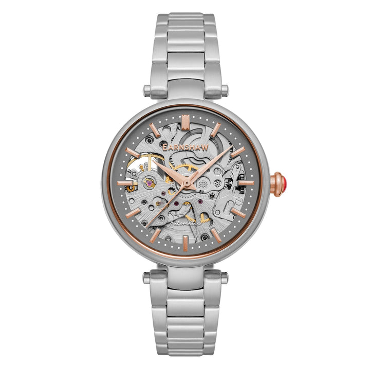 Earnshaw Charlotte Automatic Skeleton Rose Grey