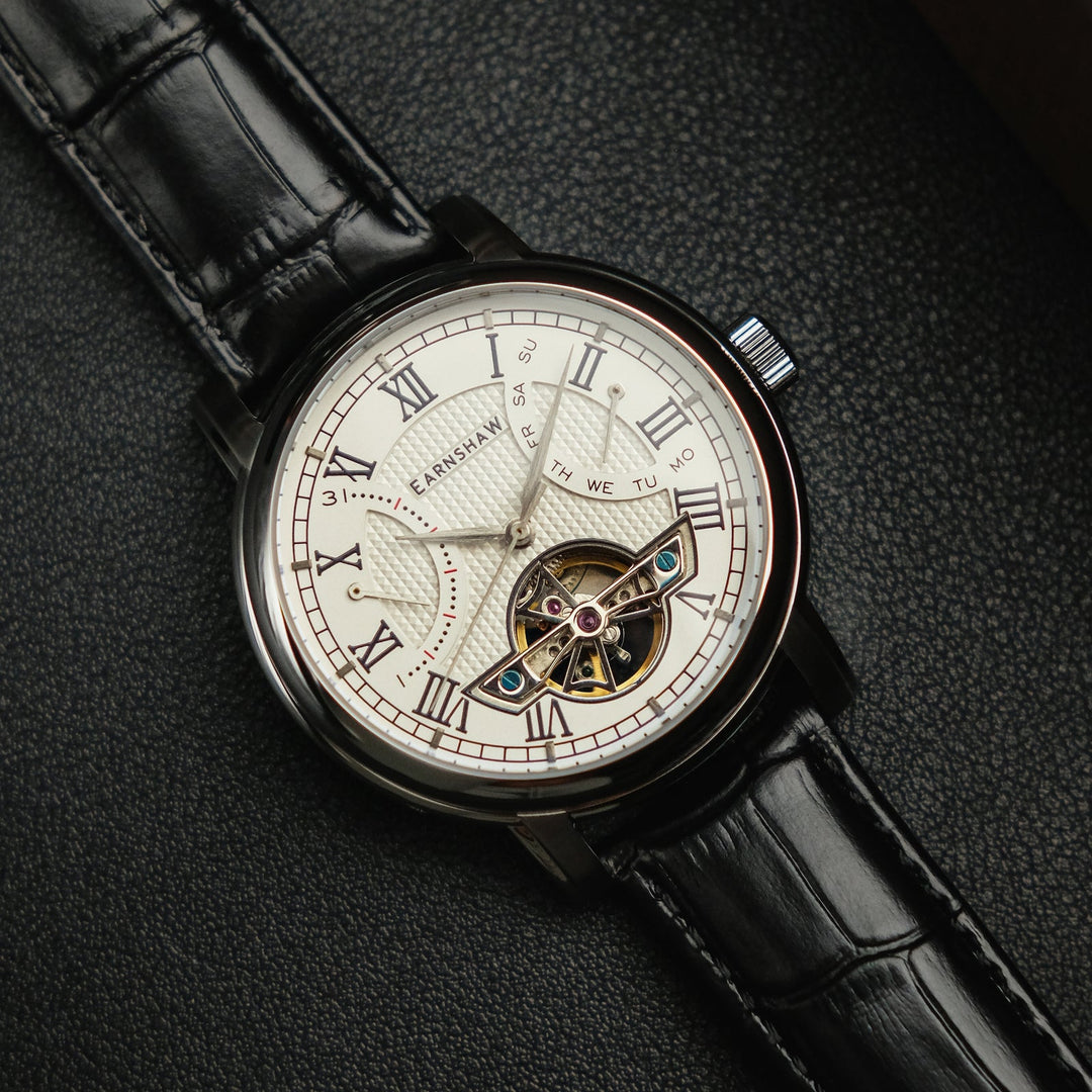 Earnshaw Longcase Double Retrograde Library White