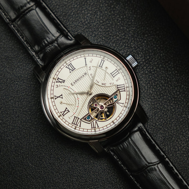 Earnshaw Longcase Double Retrograde Library White