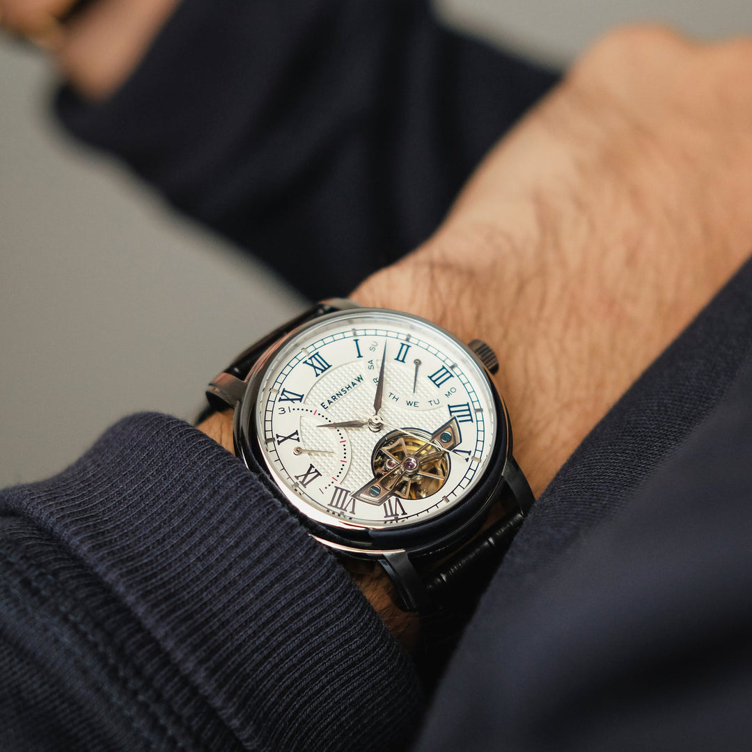 Earnshaw Longcase Double Retrograde Library White