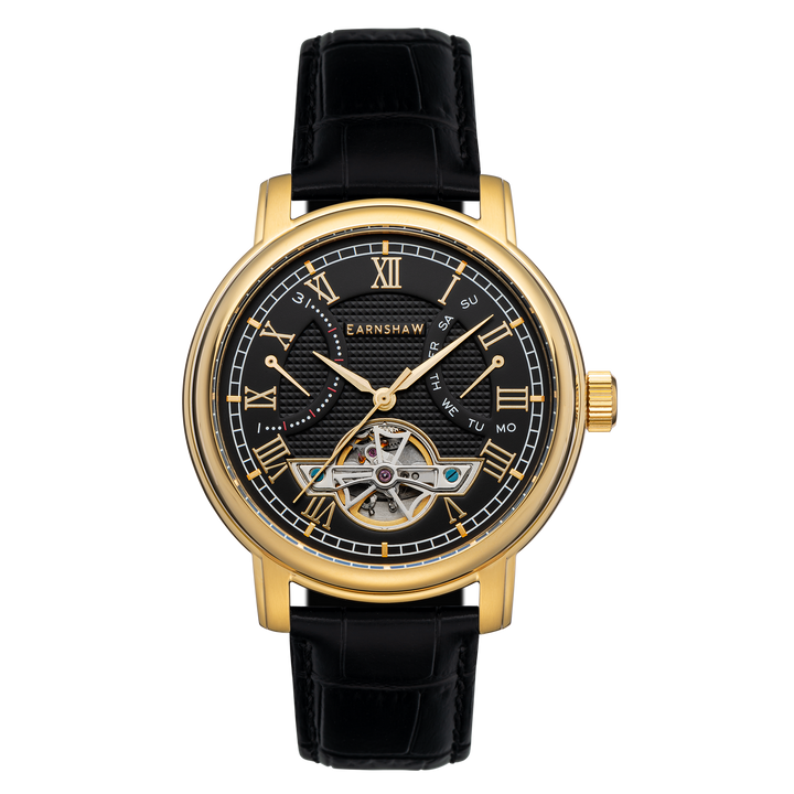 Earnshaw Longcase Double Retrograde Medallion Gold