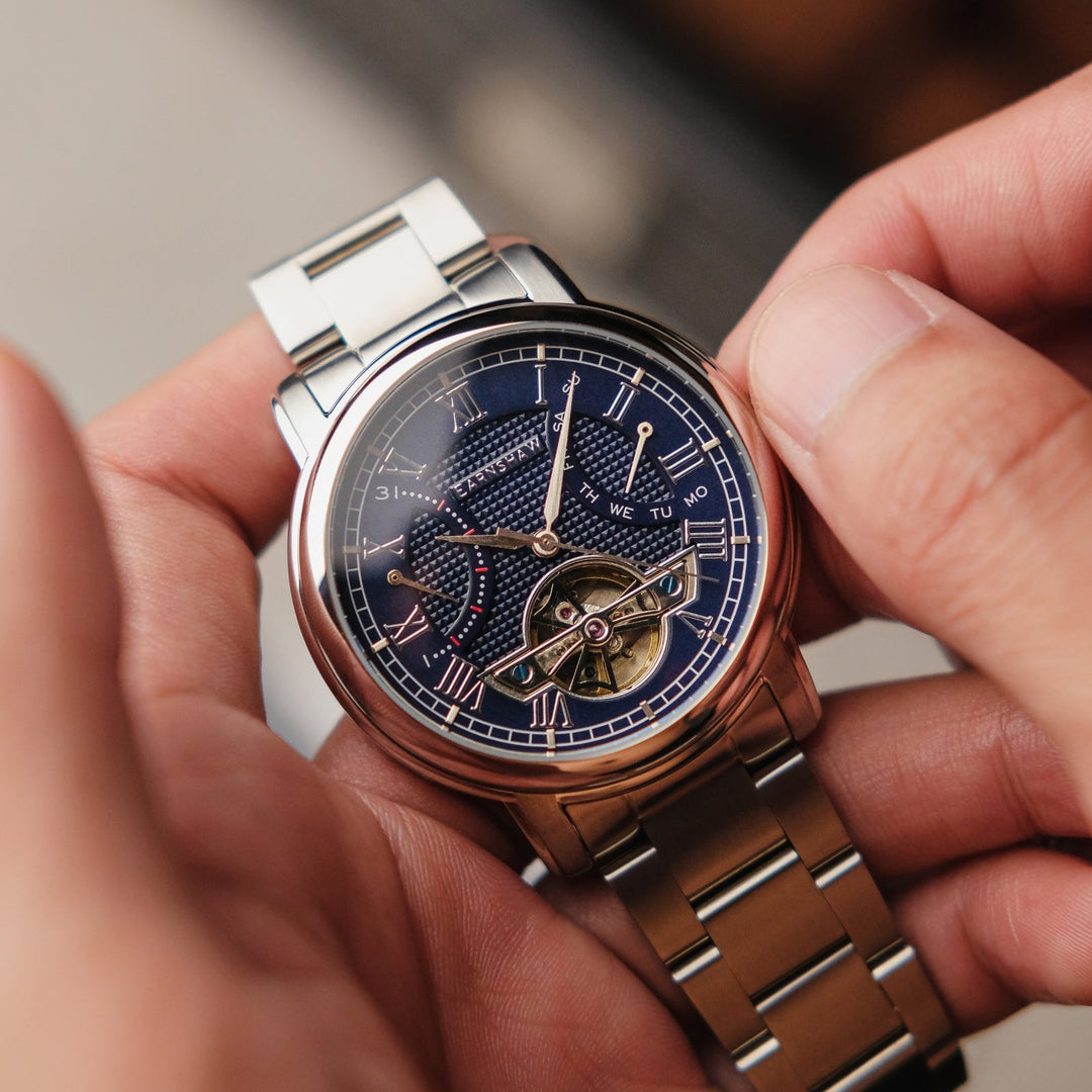 Earnshaw Longcase Double Retrograde Bearer Blue