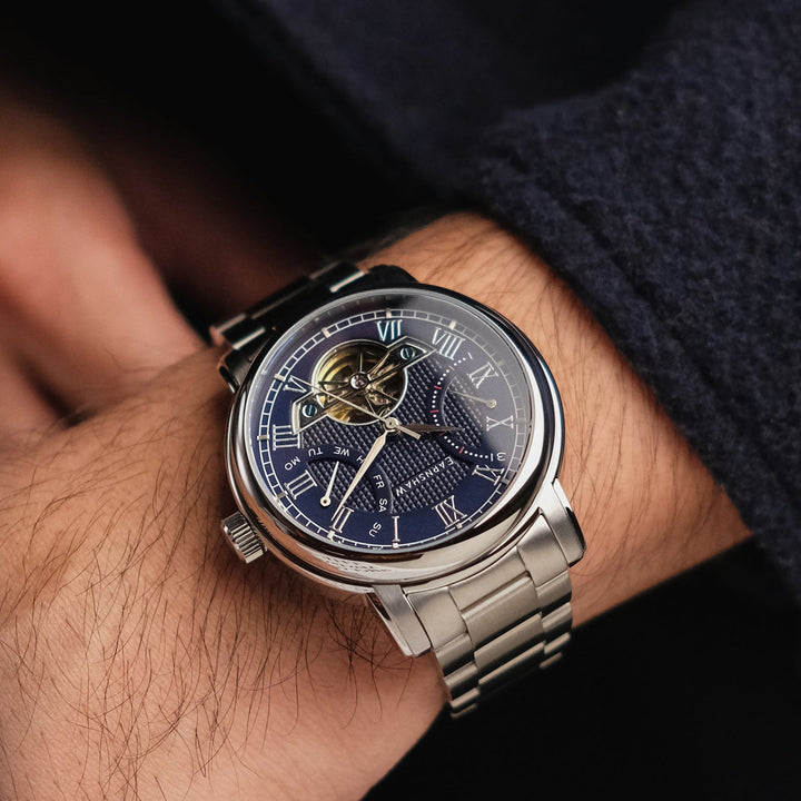 Earnshaw Longcase Double Retrograde Bearer Blue