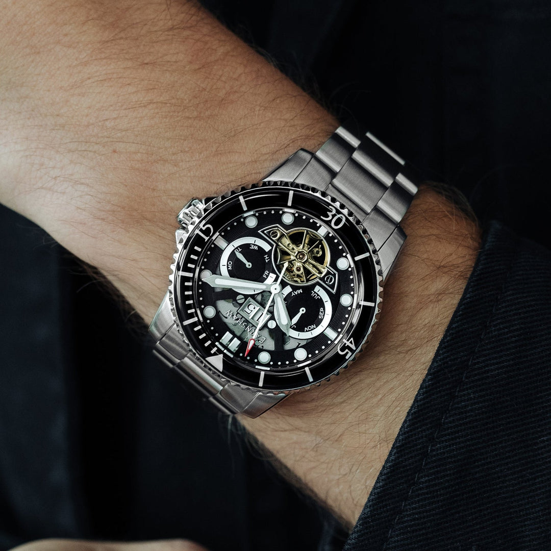 Earnshaw Duncan Grande Date Open Heart Automatic Regal Black