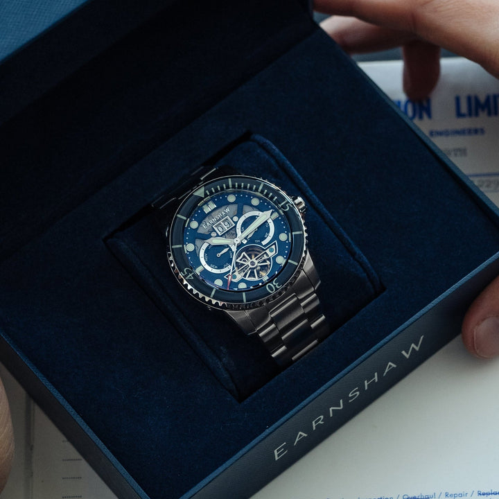 Earnshaw Duncan Grande Date Open Heart Automatic Petrol Blue