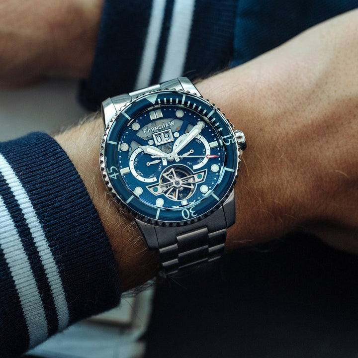 Earnshaw Duncan Grande Date Open Heart Automatic Petrol Blue