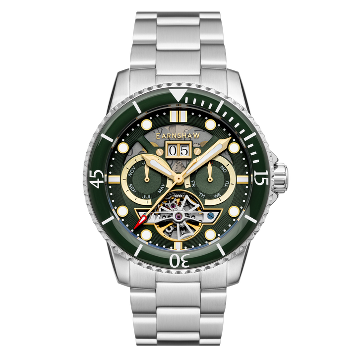 Earnshaw Duncan Grande Date Open Heart Automatic Forest Green