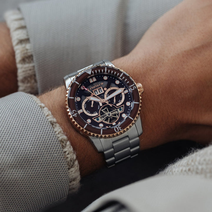 Earnshaw Duncan Grande Date Open Heart Automatic Sunset Brown