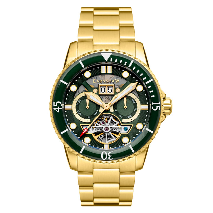 Earnshaw Duncan Grande Date Open Heart Automatic Gold Green