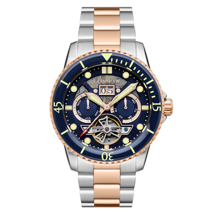Earnshaw Duncan Grand Date Open Heart Automatic Two Tone Blue
