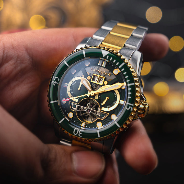 Earnshaw Duncan Grand Date Open Heart Automatic Two Tone Green