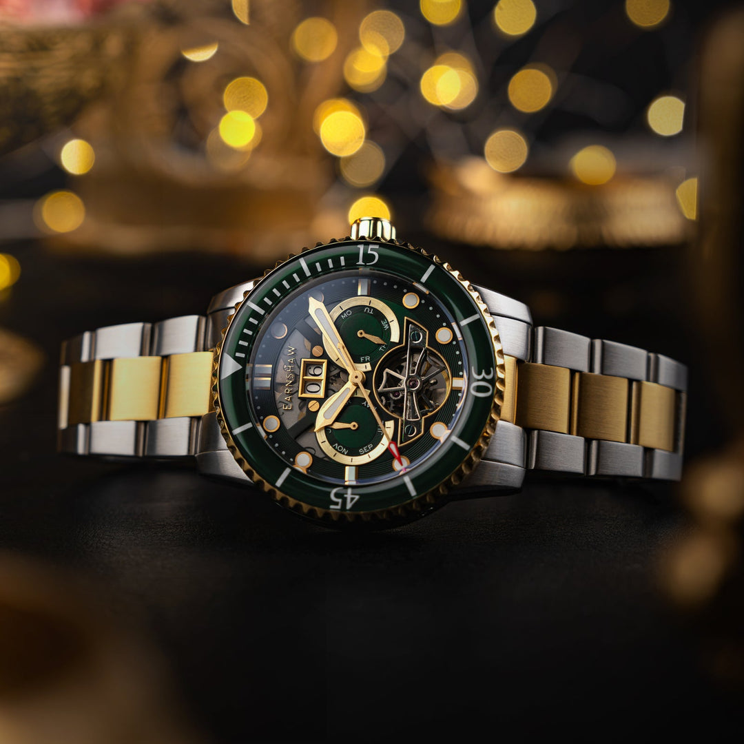 Earnshaw Duncan Grand Date Open Heart Automatic Two Tone Green