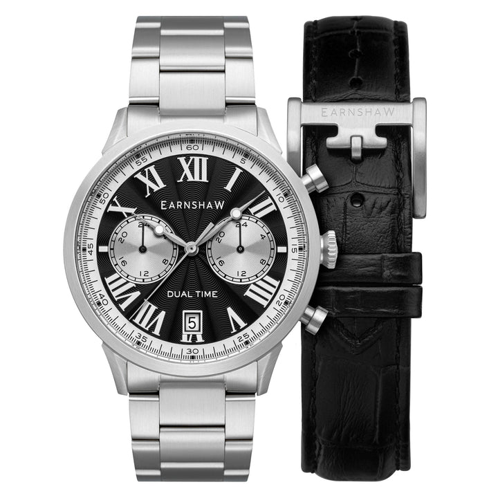 Earnshaw Carlyle Dual Time Multi-Function Contrast Black