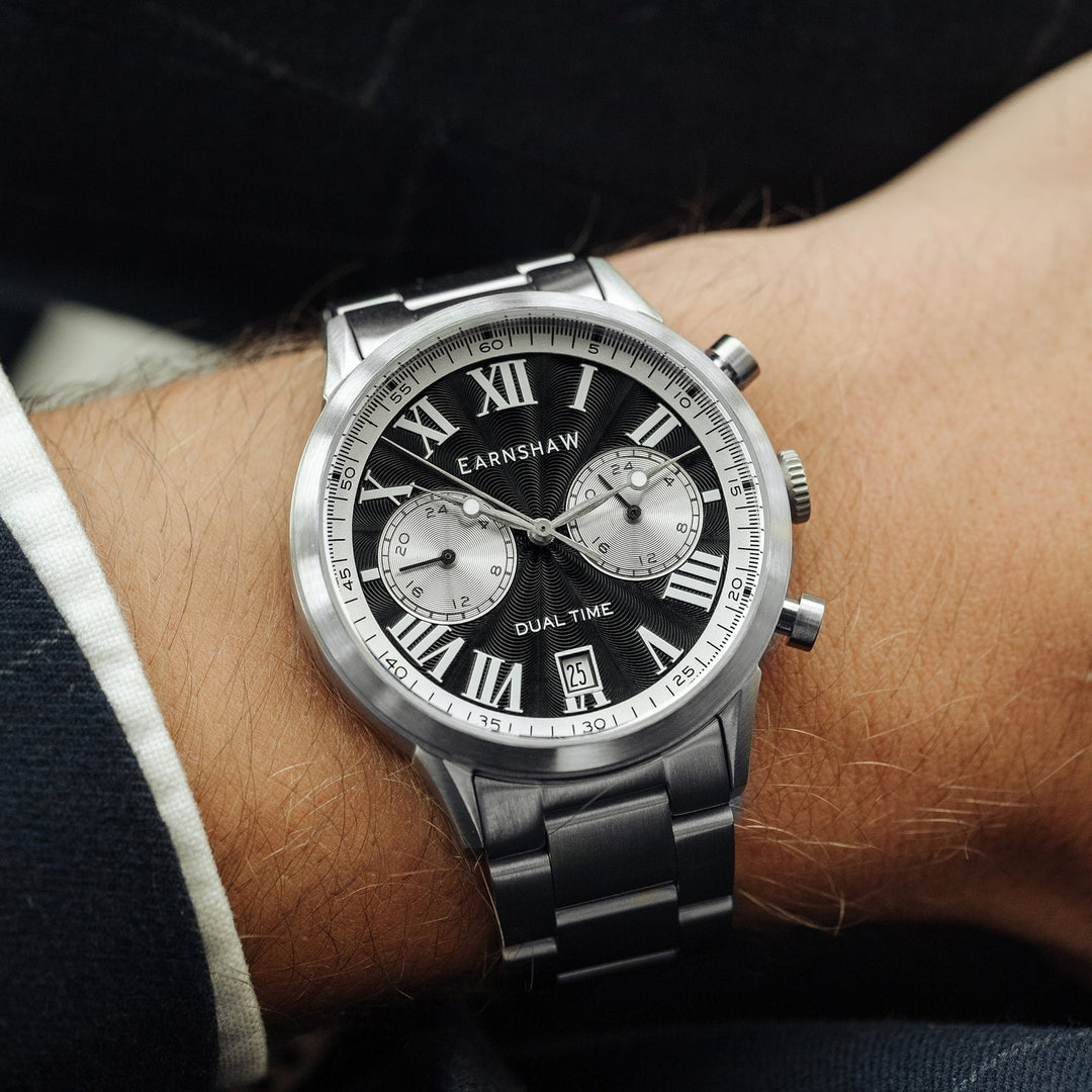 Earnshaw Carlyle Dual Time Multi-Function Contrast Black