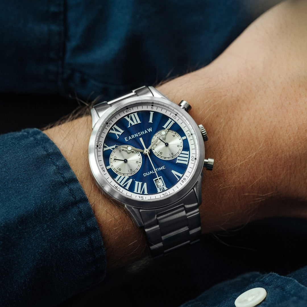 Earnshaw Carlyle Dual Time Multi-Function Nautical Blue