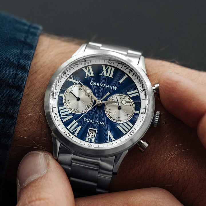 Earnshaw Carlyle Dual Time Multi-Function Nautical Blue