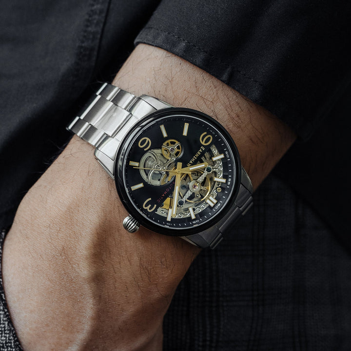 Earnshaw Carlyle Skeleton Automatic Tannery Black