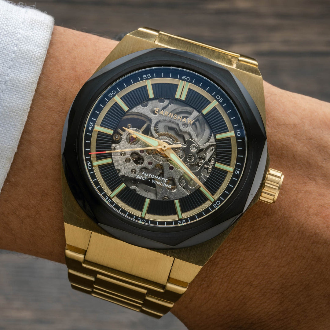 Earnshaw Clark Skeleton Automatic Hornet Gold