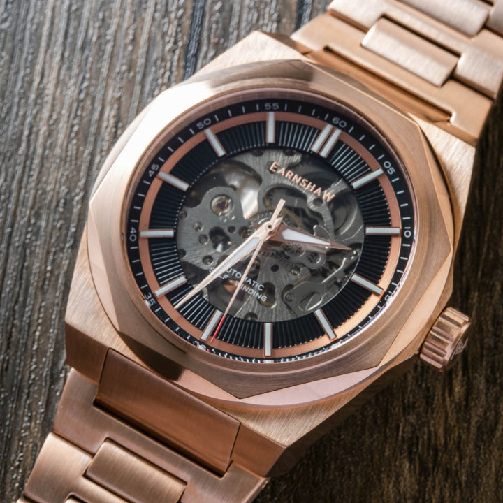 Earnshaw Clark Skeleton Automatic Pink Gold