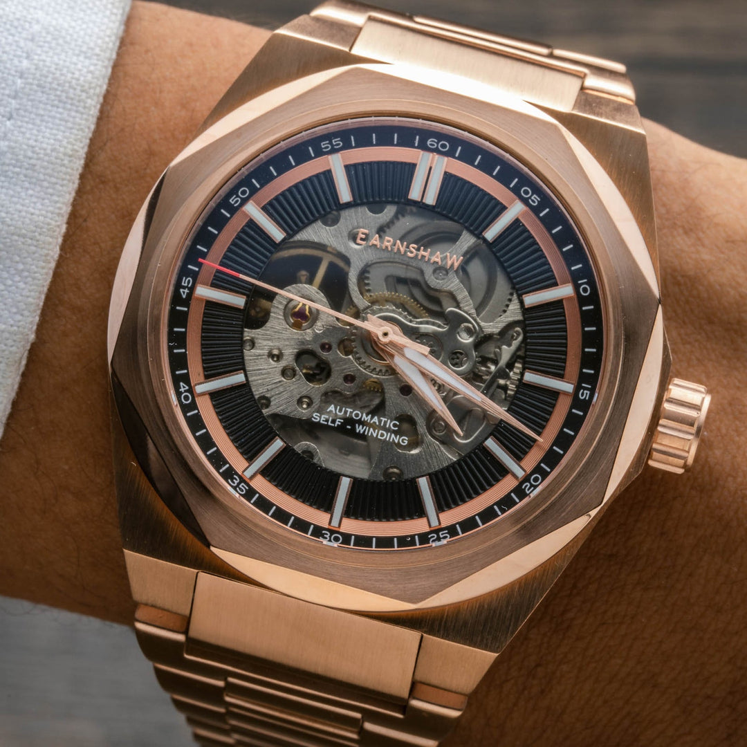 Earnshaw Clark Skeleton Automatic Pink Gold