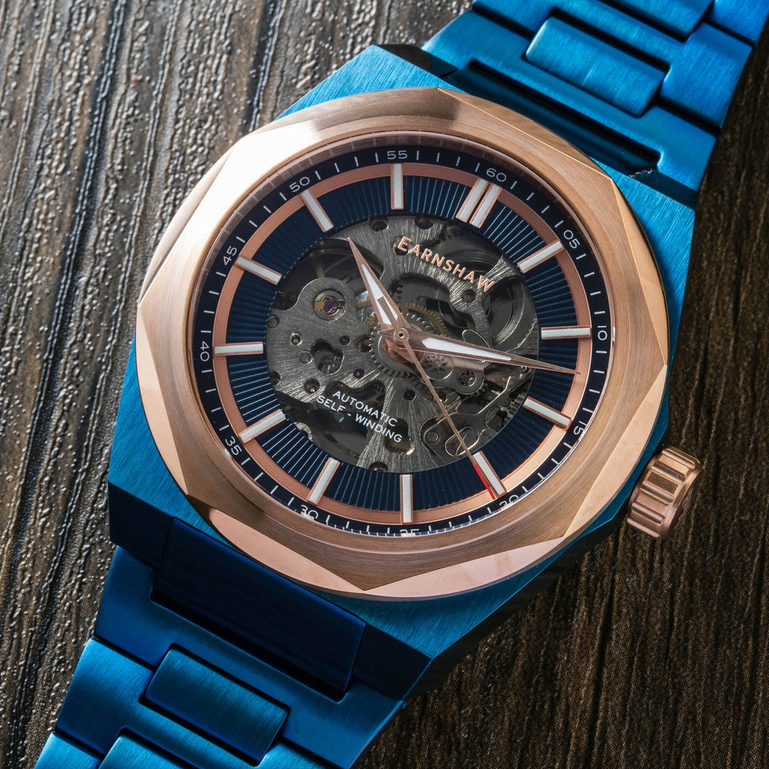 Earnshaw Clark Skeleton Automatic Blue Rose