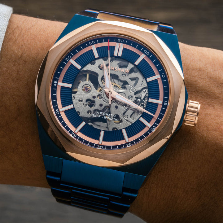 Earnshaw Clark Skeleton Automatic Blue Rose