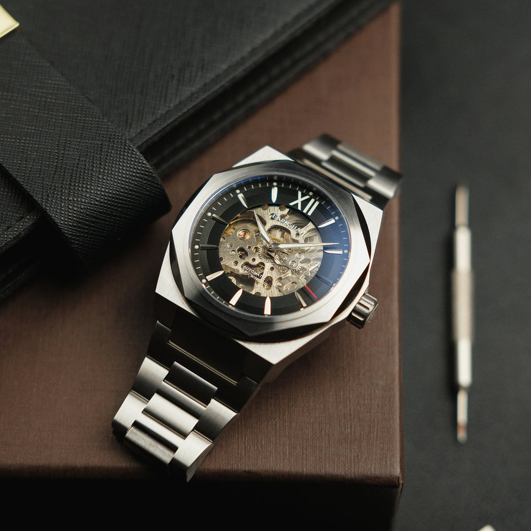 Earnshaw Clark Skeleton Automatic Storm Black