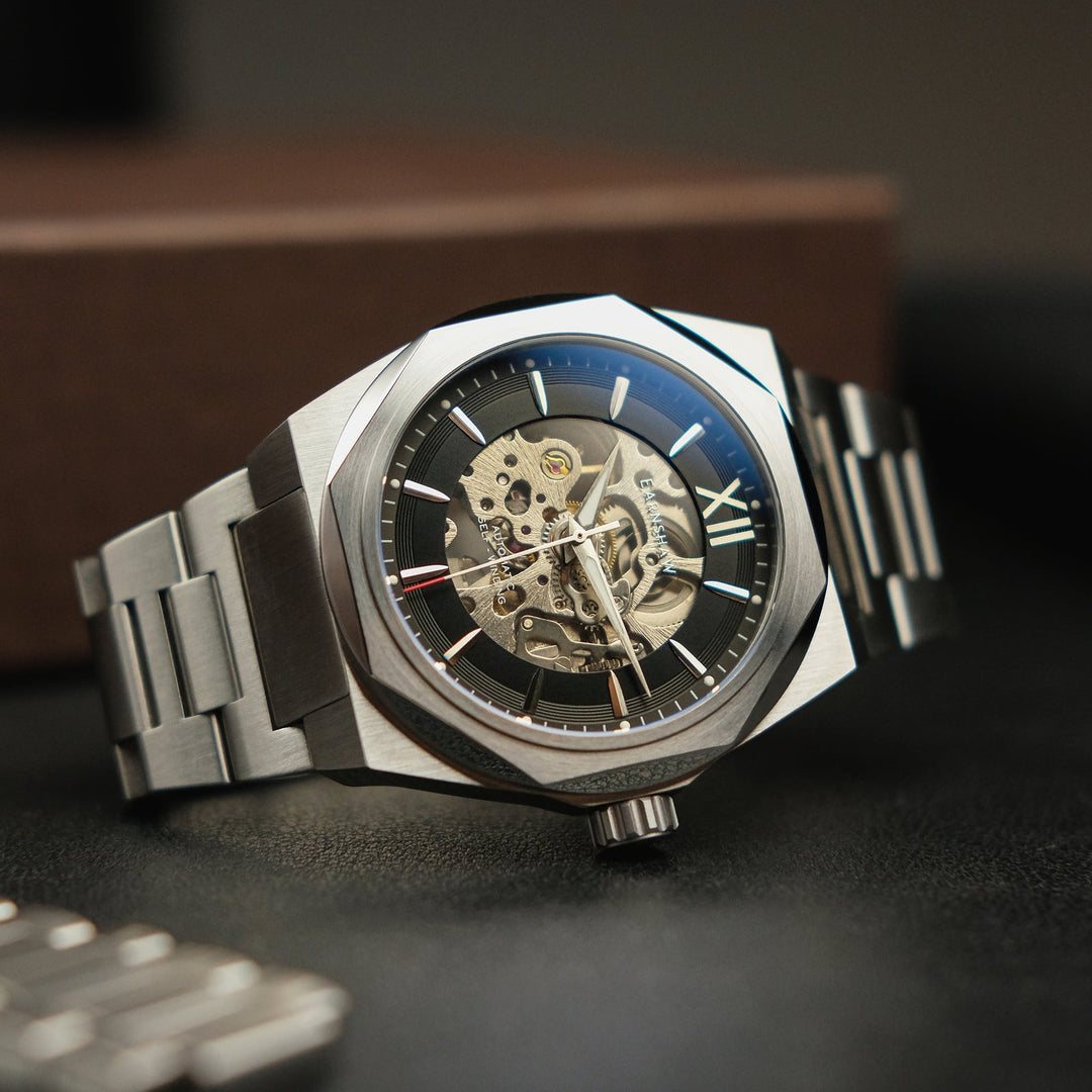 Earnshaw Clark Skeleton Automatic Storm Black