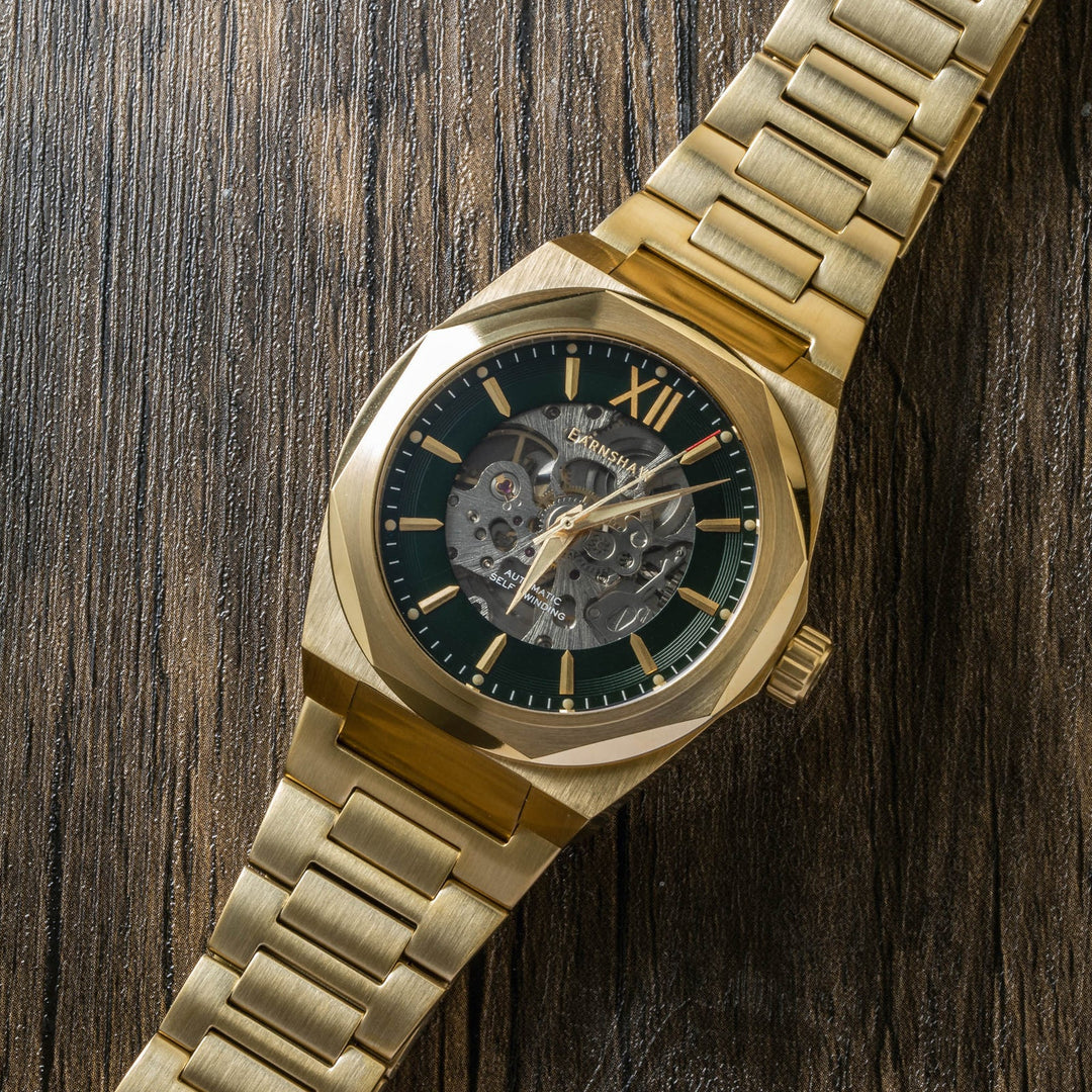 Earnshaw Clark Skeleton Automatic Roman Gold
