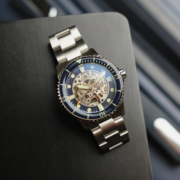 Earnshaw Pole Skeleton Automatic Decorated Blue