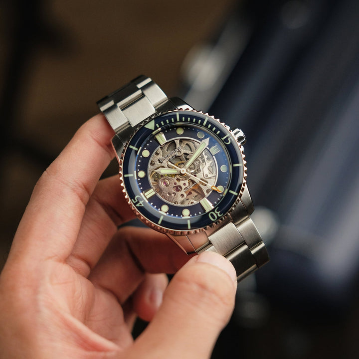 Earnshaw Pole Skeleton Automatic Decorated Blue