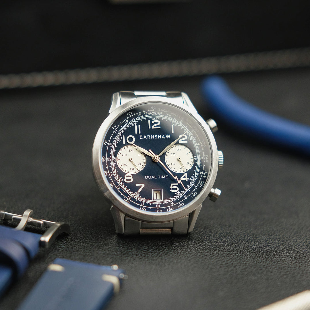 Earnshaw Ampere Dual Time Multifunction Dover Blue
