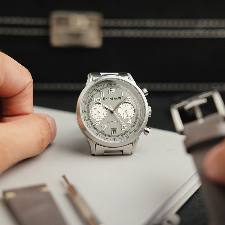 Earnshaw Ampere Dual Time Multifunction Light Grey