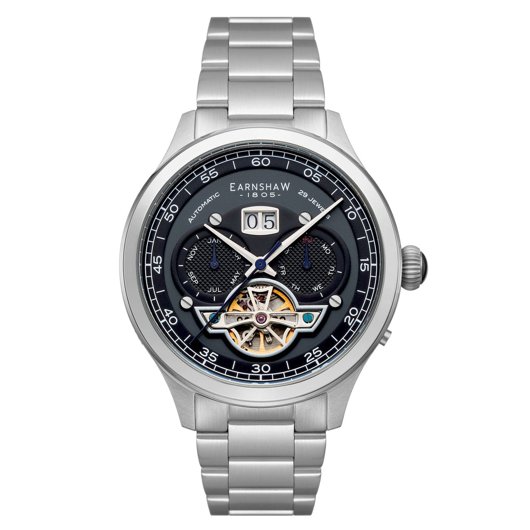 Earnshaw Baron Grand Date Calendar Open Heart Automatic Deep Midnight